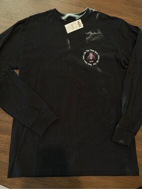 Vans Black Long-Sleeve Tee with Purple Chest Graphic